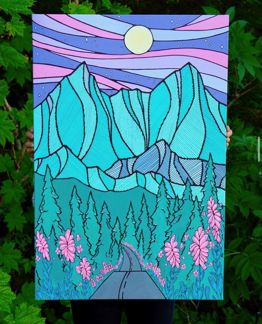 'Moonlight Out the Road' Original Painting