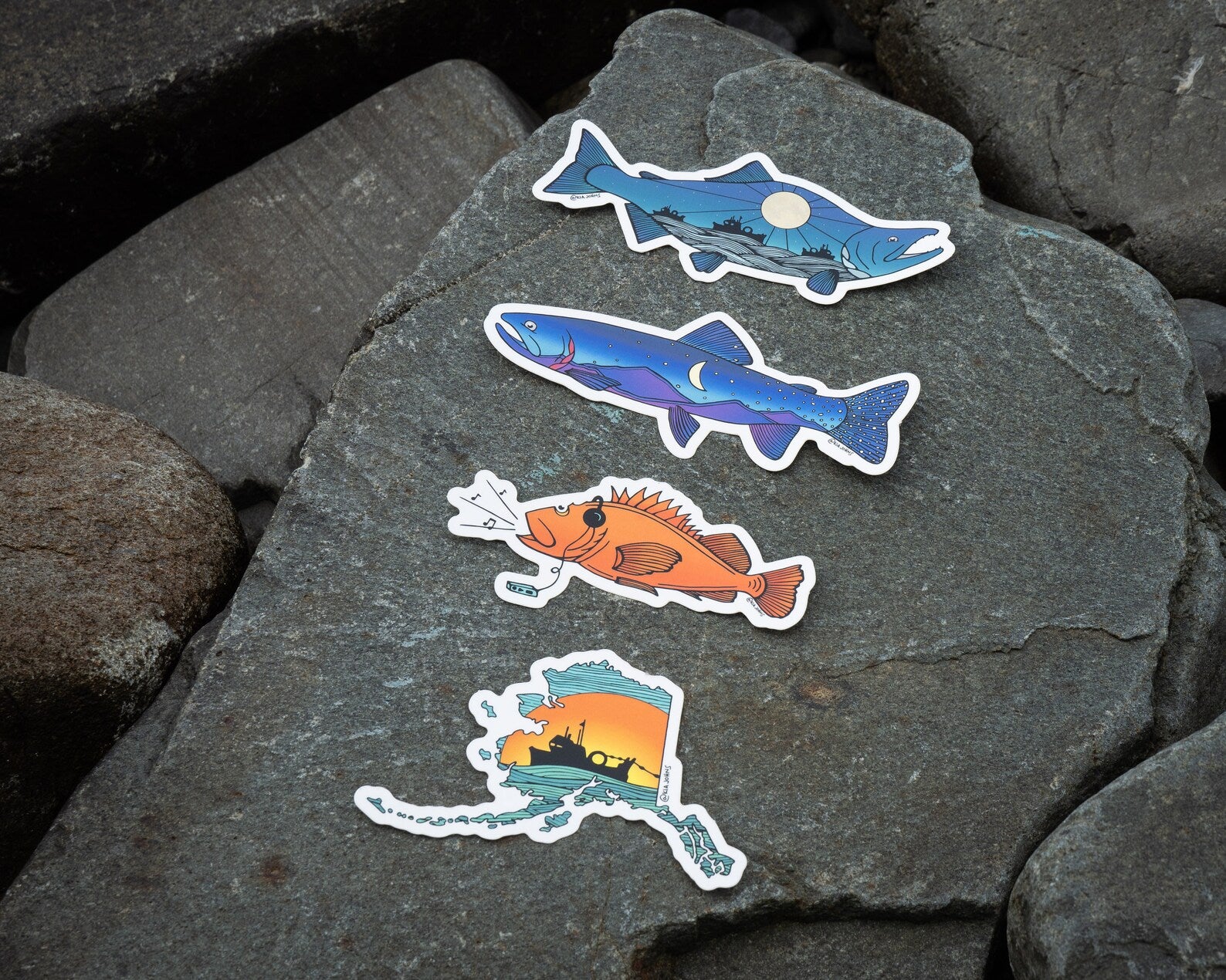Alaska Cod Sticker Alaska Sticker Pack – Kia Johns Art